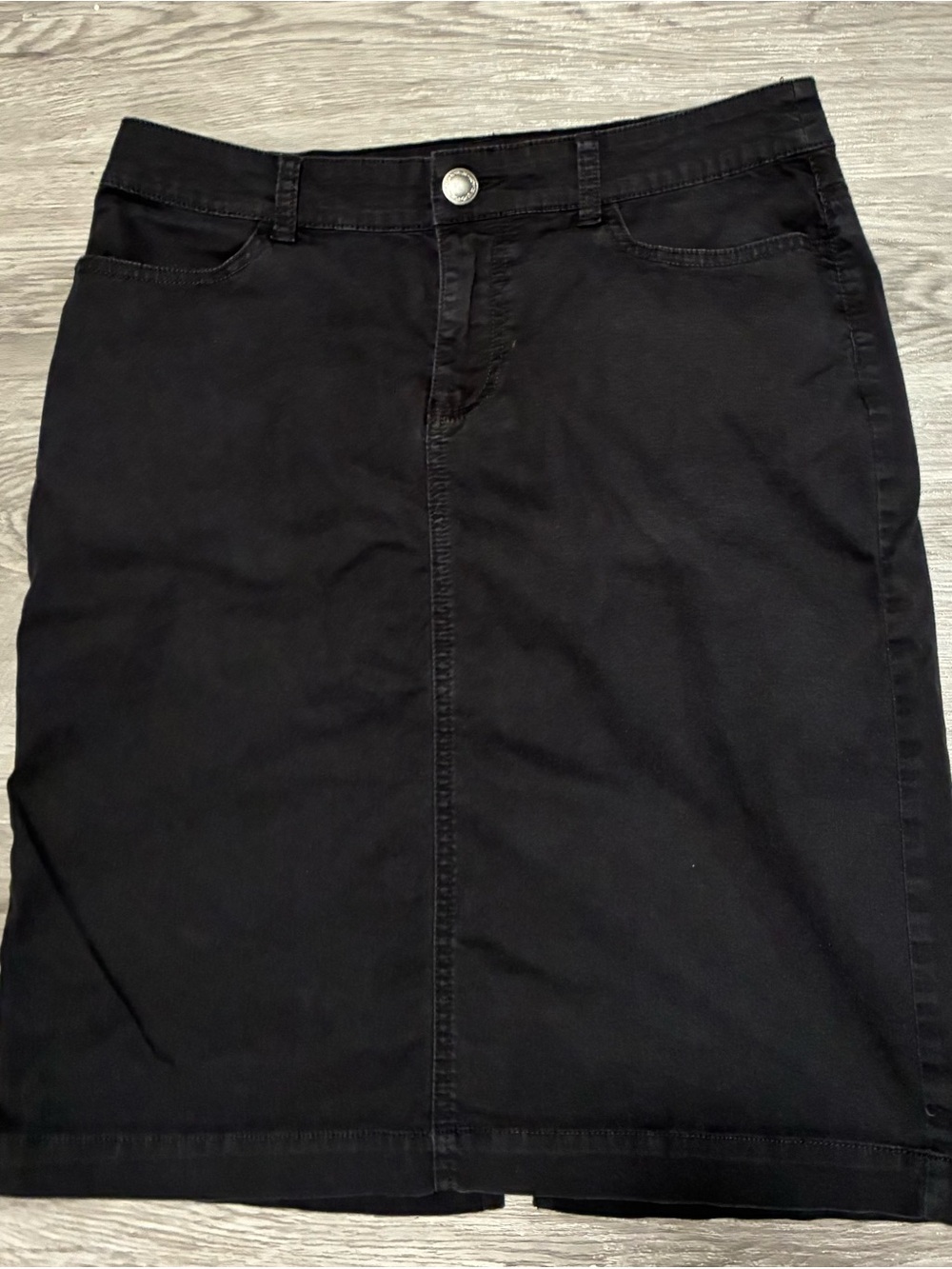 Kim Rogers Women’s Size 6 Black Midi Skirt Stretch Cotton 5 Pocket Slit
